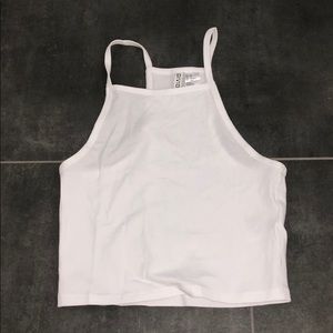White cropped halter top